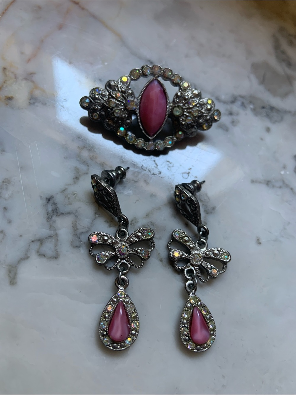1928 earrings and broach set